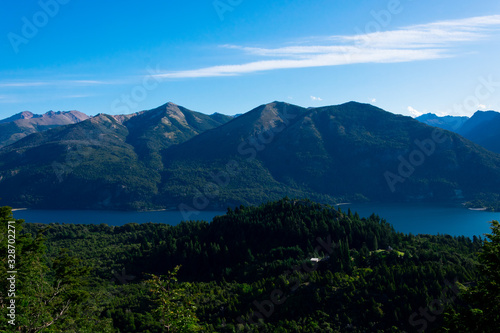 View of Perito Moreno Lake and the mountains taken from Mount Campanario viewpoint  Cerro Campanario . Bariloche  Argentina