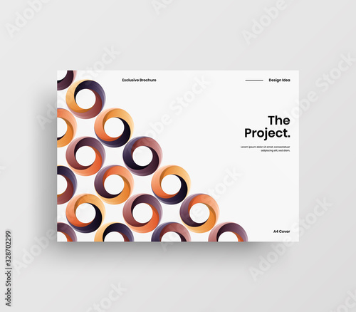 Creative business presentation vector A4 horizontal orientation front page mock up. Modern corporate report cover abstract geometric illustration design layout. Company identity brochure template.