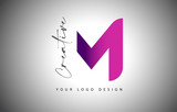 Creative Letter M Logo With Purple Gradient and Creative Letter Cut.