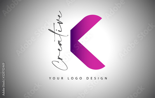 Creative Letter K Logo With Purple Gradient and Creative Letter Cut.