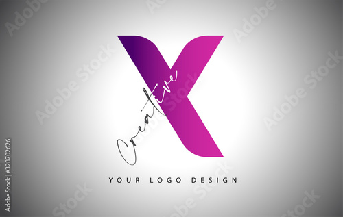 Creative Letter X Logo With Purple Gradient and Creative Letter Cut.