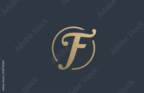 gold golden yellow alphabet letter F logo icon design for business company