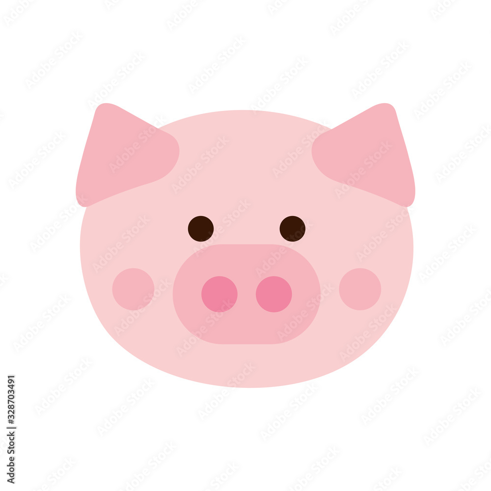 Cute pig cartoon flat style icon vector design Cute pig cartoon flat style icon vector design