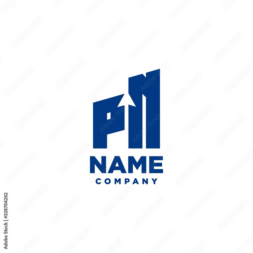 PN monogram logo with a negative space style arrow up design template PN monogram logo with a negative space style arrow up design template
