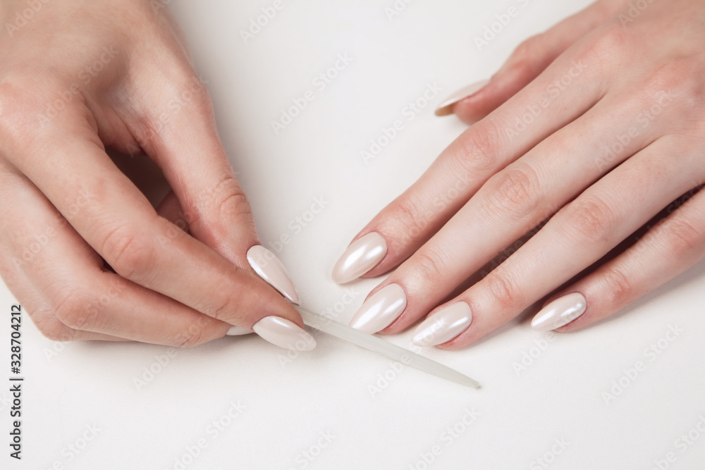 hands with french manicure hands with french manicure