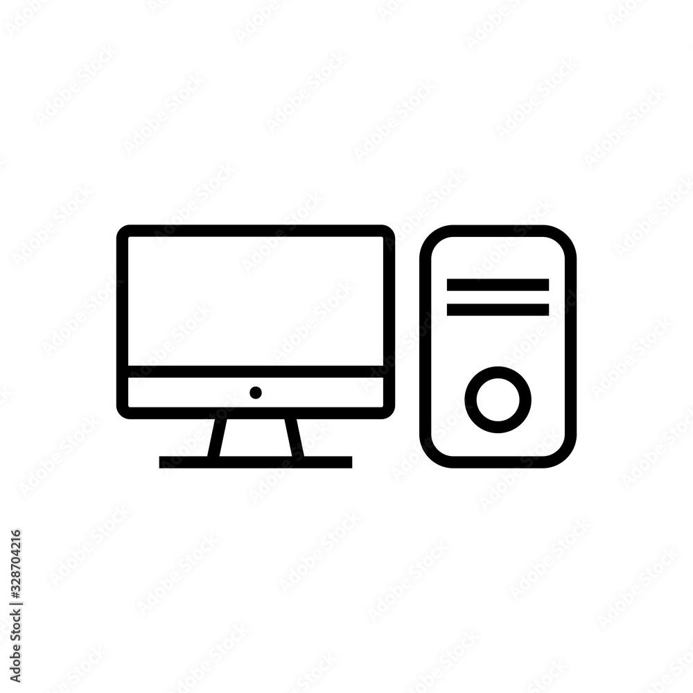 Computer icon isolated on white background. PC Icon vector. Computer monitor icon. Flat PC symbol.
