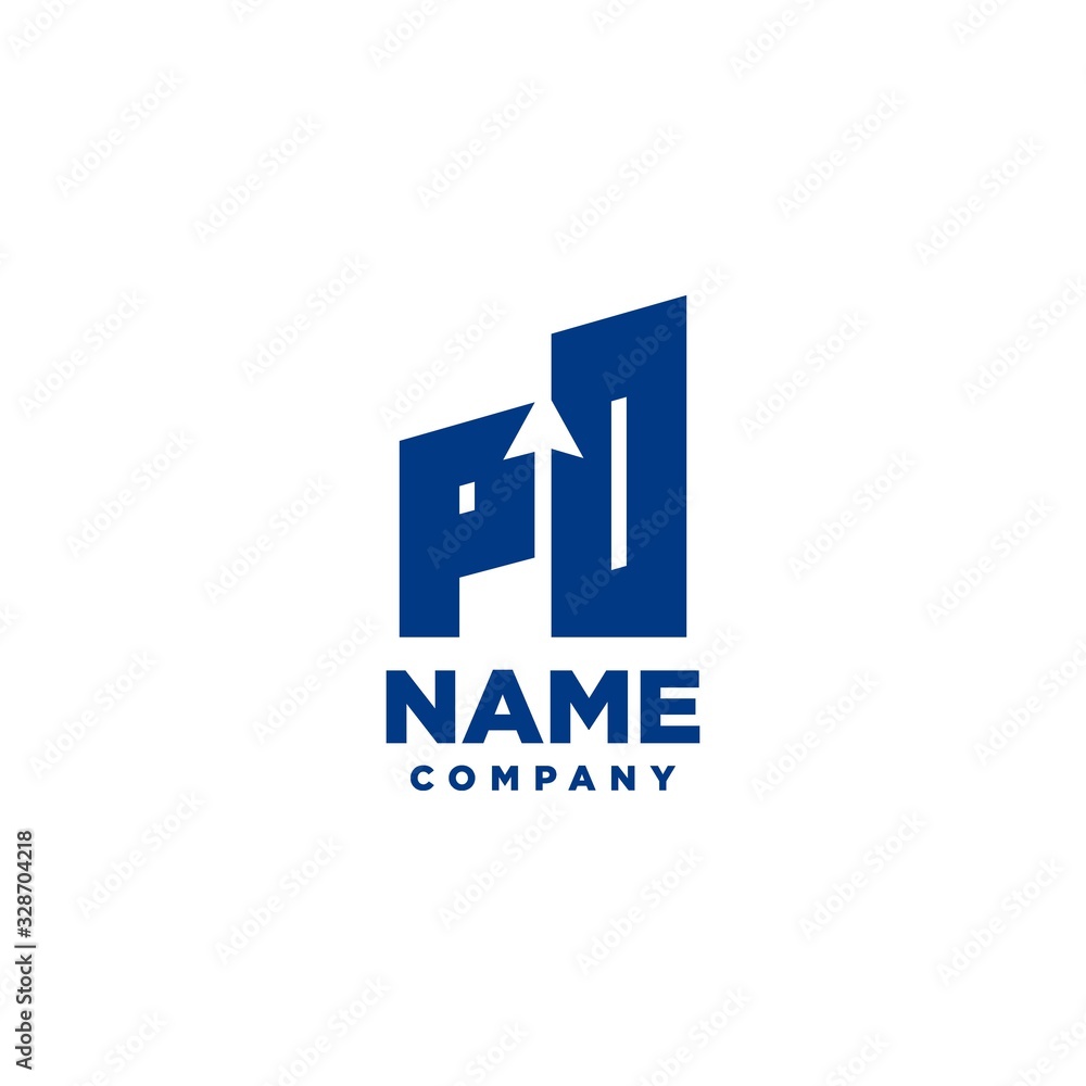 PO monogram logo with a negative space style arrow up design template PO monogram logo with a negative space style arrow up design template