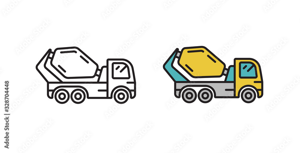 Cement mixer icon. Vector illustration in flat style.