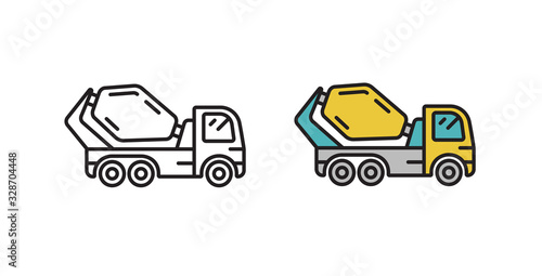 Cement mixer icon. Vector illustration in flat style.