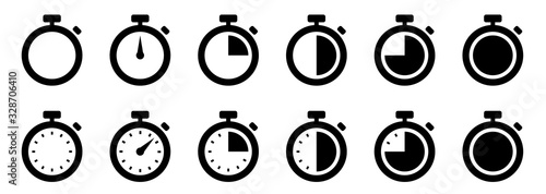 Timers icon set. Countdown timer symbol. Timer. Stopwatch collection - stock vector.
