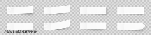Pealistic sticky notes mockup, post stickers with shadows isolated on a grey background. Paper sticky tape with shadow. Vector paper adhesive tape, rectangle empty office blanks - stock vector.