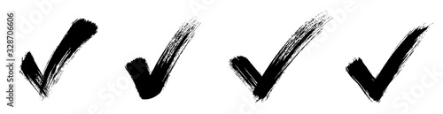 Check mark. Black grunge check mark. Hand drawn check signs isolated on white background. Checklist marks set - stock vector.