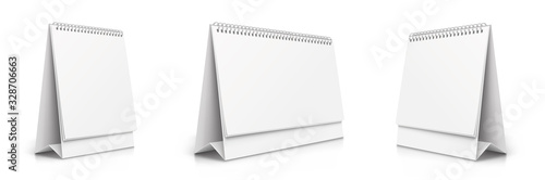 Vertical and horizontal set realistic paper calendar blank. Calendars of different sizes. Desktop tipping calendars - stock vector. photo