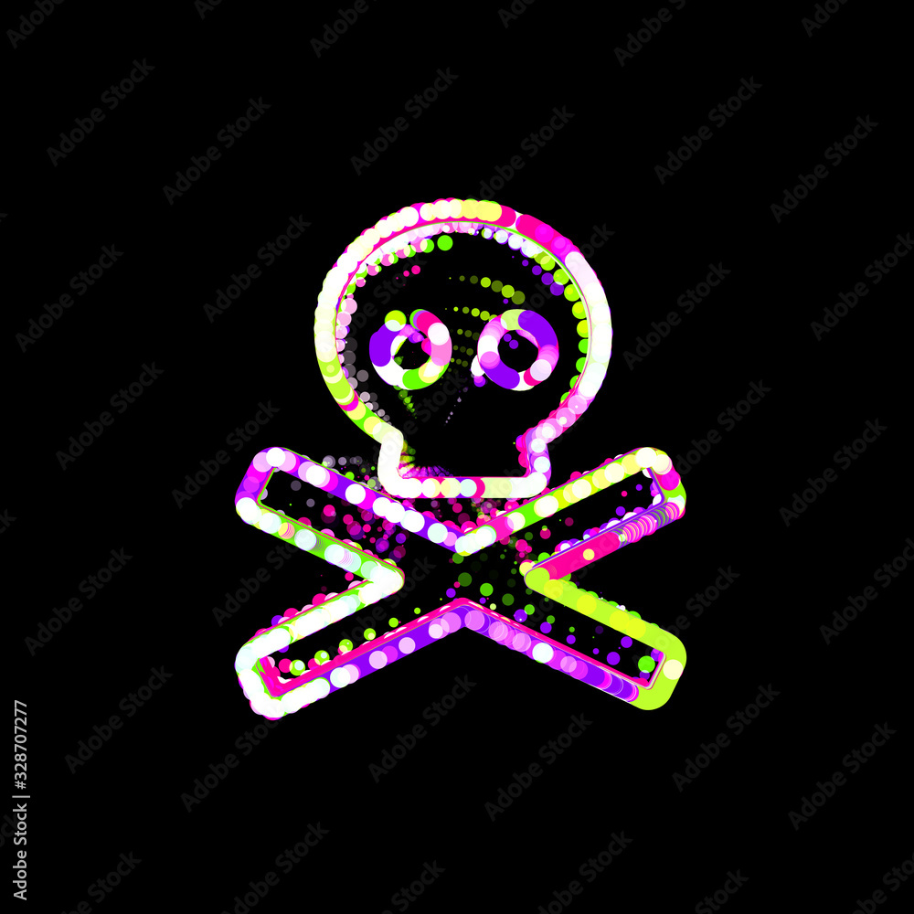 Symbol skull crossbones from multi-colored circles and stripes. UFO Green, Purple, Pink Symbol skull crossbones from multi-colored circles and stripes. UFO Green, Purple, Pink
