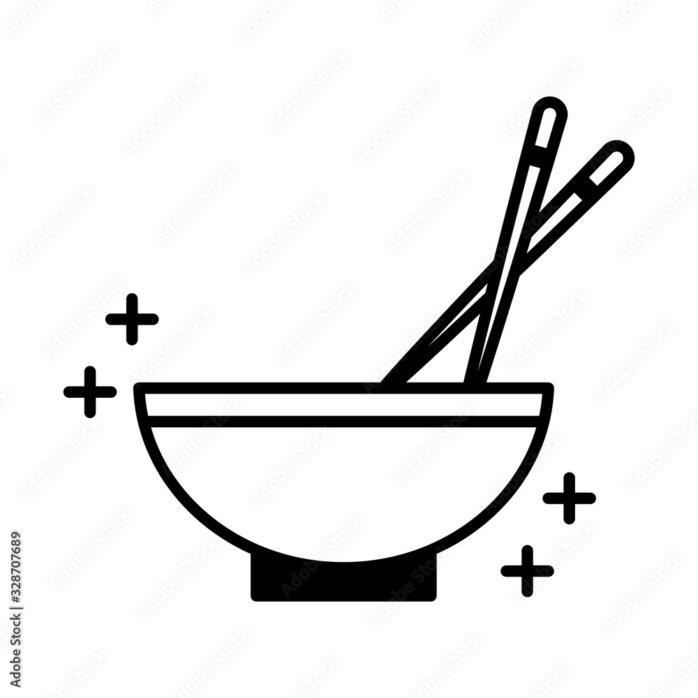 sushi oriental menu bowl and chopsticks utensils line style icon sushi oriental menu bowl and chopsticks utensils line style icon