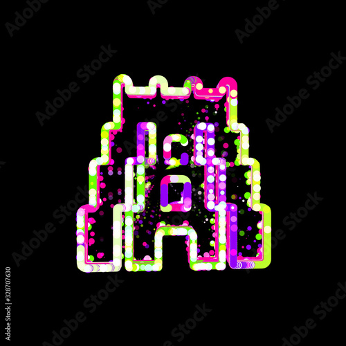 Symbol gopuram from multi-colored circles and stripes. UFO Green, Purple, Pink photo