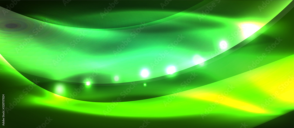 Fototapeta premium Abstract background. Shiny design neon waves with light effects, techno trendy design. Vector Illustration For Wallpaper, Banner, Background, Card, Book Illustration, landing page