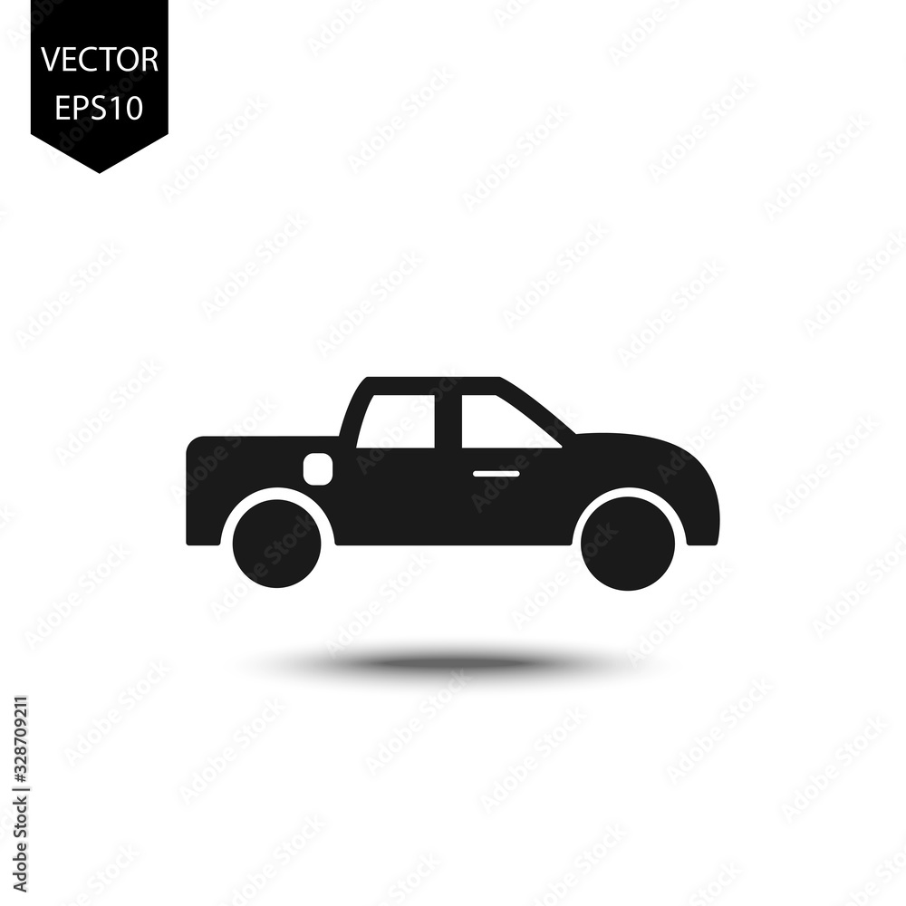 solid icon for pickup truck,transportation,vector illustration
