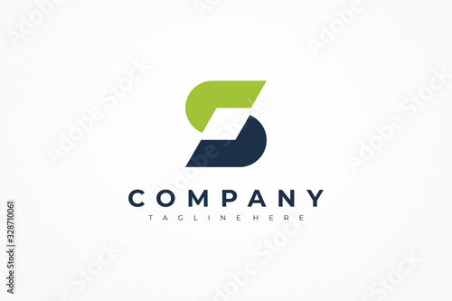 Blue Green Initial Letter S Logo isolated on White Background. Flat Vector Logo Design Template Element.