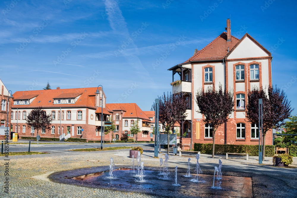 wildau, germany - wasserspiele in der schwartzkopff-siedlung