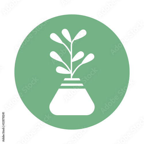 houseplant with potted, block and flat style icon