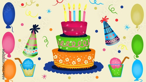 Wallpaper Mural birthday cake with candles Torontodigital.ca