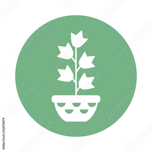 houseplant with potted, block and flat style icon