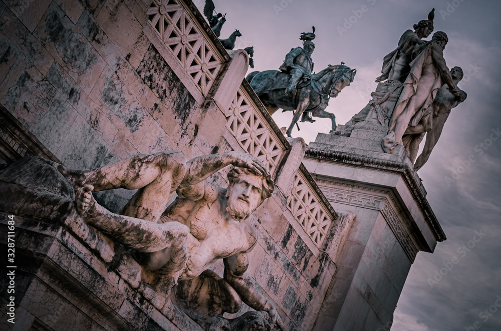 detail of the National Monument, Rome, Italy
