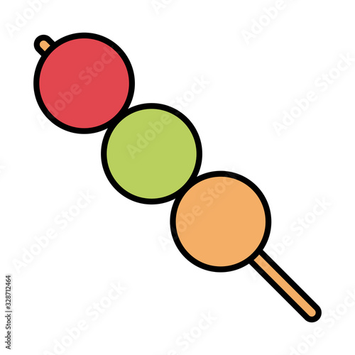dango japanese dessert sweet oriental menu line and fill style icon