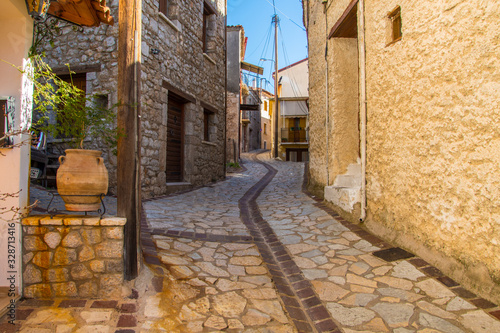 Fototapeta Naklejka Na Ścianę i Meble -  Street view of Arachova village, a popular winter destination in Parnassos mountain in Greece