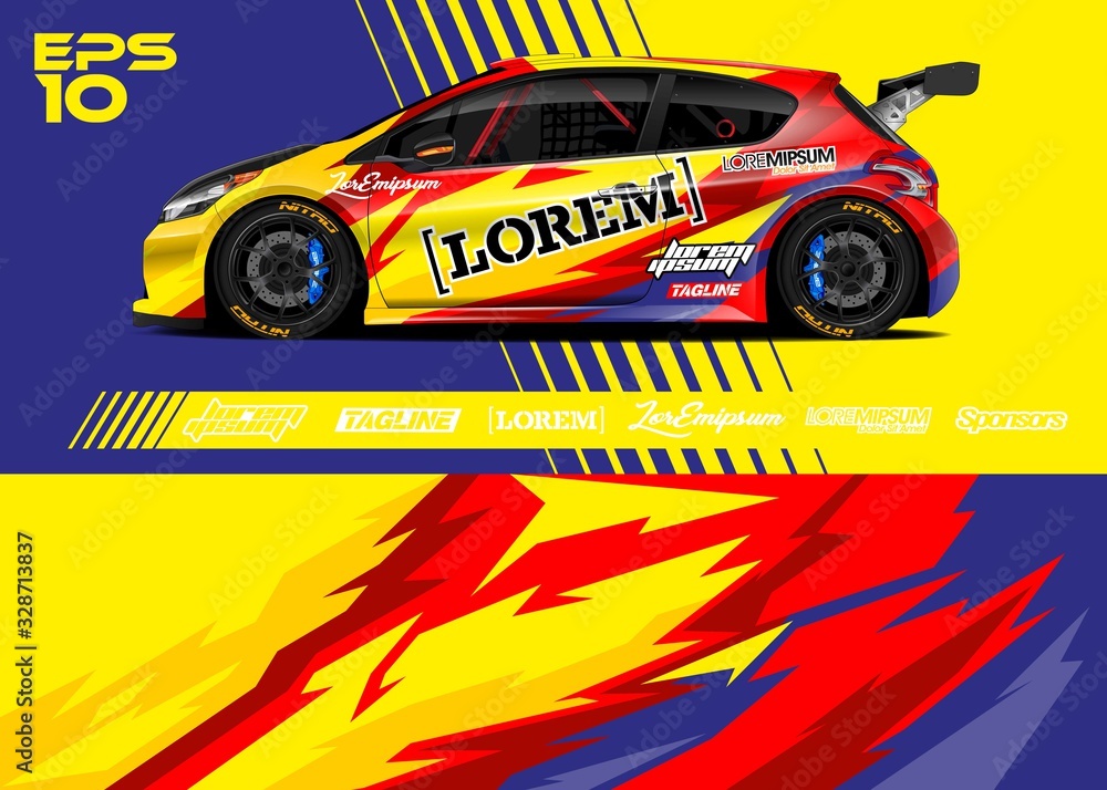 Race car graphic livery design. Abstract sport racing background for wrap race car, rally, drift car, cargo van, pickup truck and adventure vehicle. Full vector Eps 10. Race car graphic livery design. Abstract sport racing background for wrap race car, rally, drift car, cargo van, pickup truck and adventure vehicle. Full vector Eps 10.