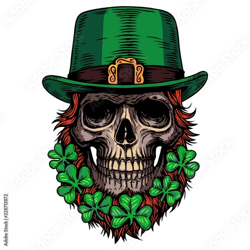 saint patrick day Holiday Irish celtic Leprechaun skull clover