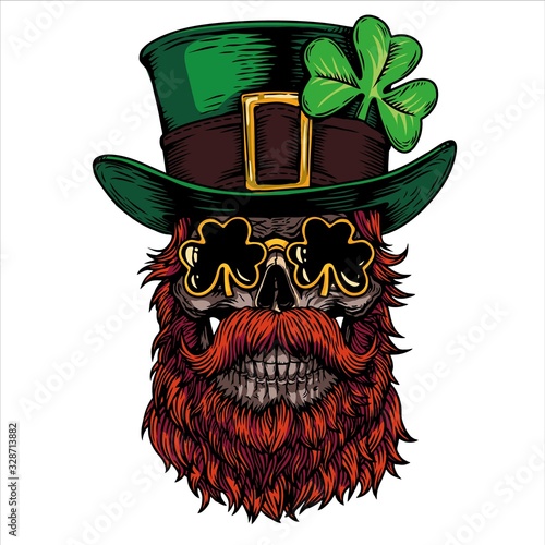 saint patrick day Holiday Irish celtic Leprechaun skull clover