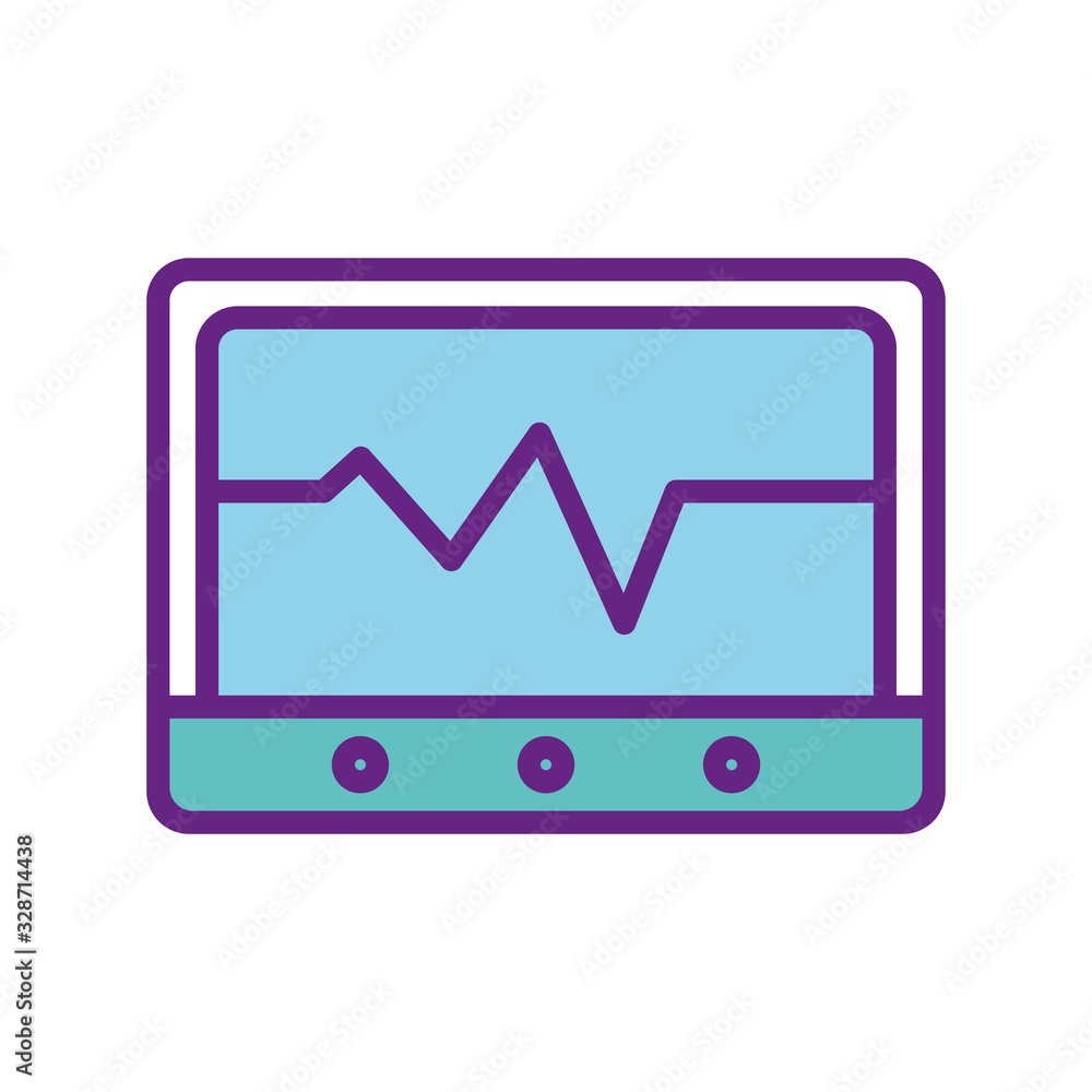 Isolated pulse inside tablet line and fill style icon vector design