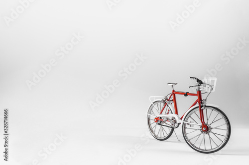Red bicycle on a white background