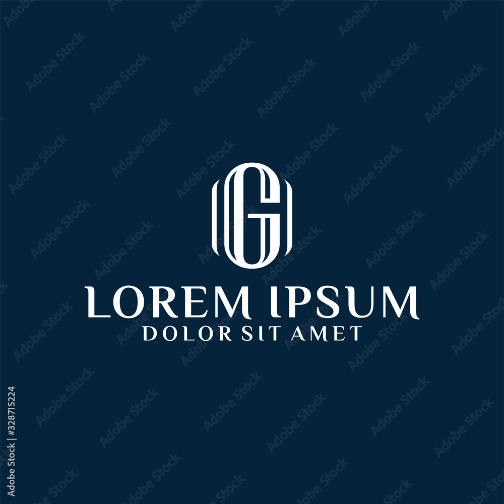 Initial letter G logo template with elegance serif font symbol in flat design monogram illustration Initial letter G logo template with elegance serif font symbol in flat design monogram illustration