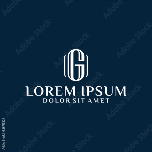 Initial letter G logo template with elegance serif font symbol in flat design monogram illustration