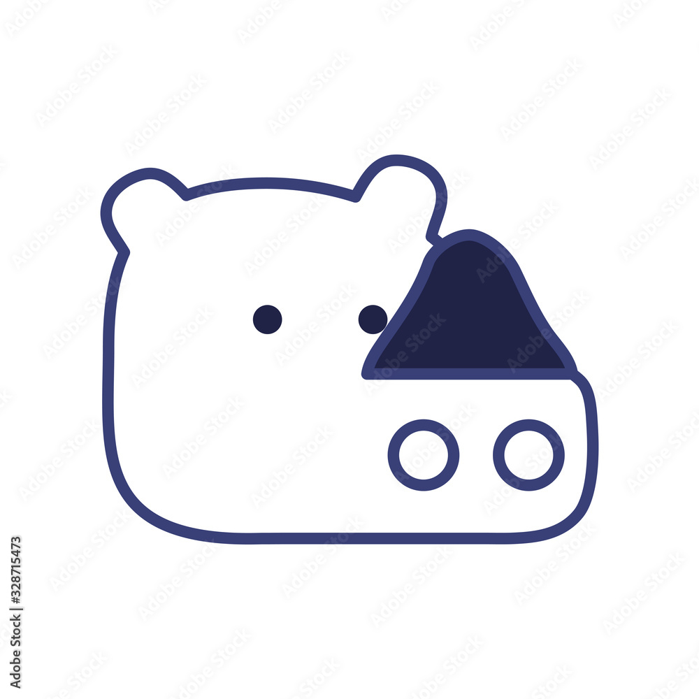 Cute rhino cartoon line style icon vector design Cute rhino cartoon line style icon vector design