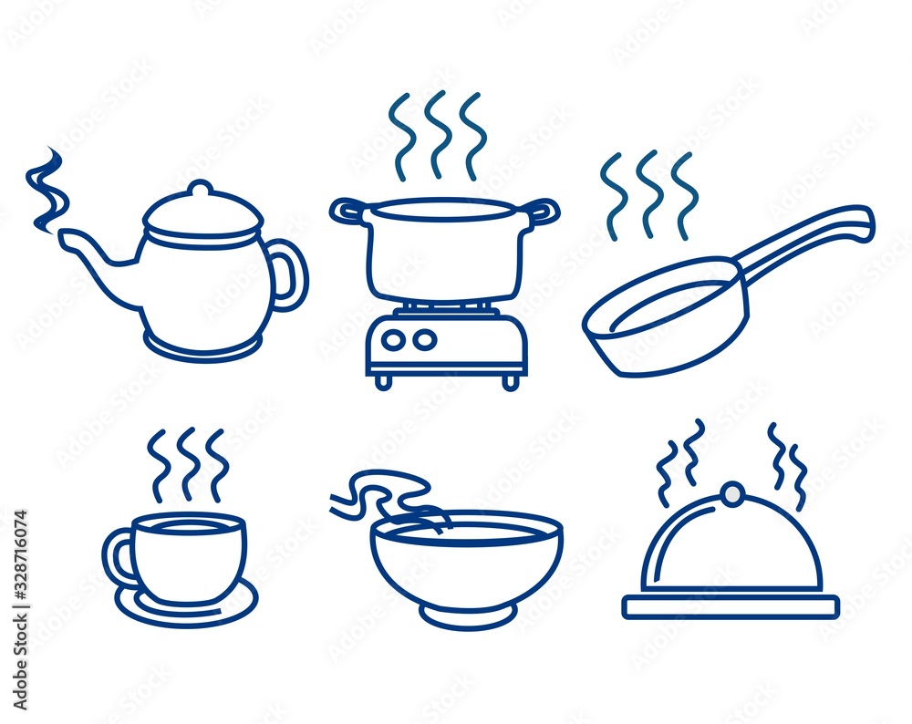 hot cooked related object icon artline vector hot cooked related object icon artline vector