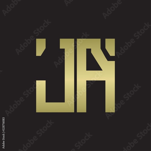 JA Logo with squere shape design template with gold colors