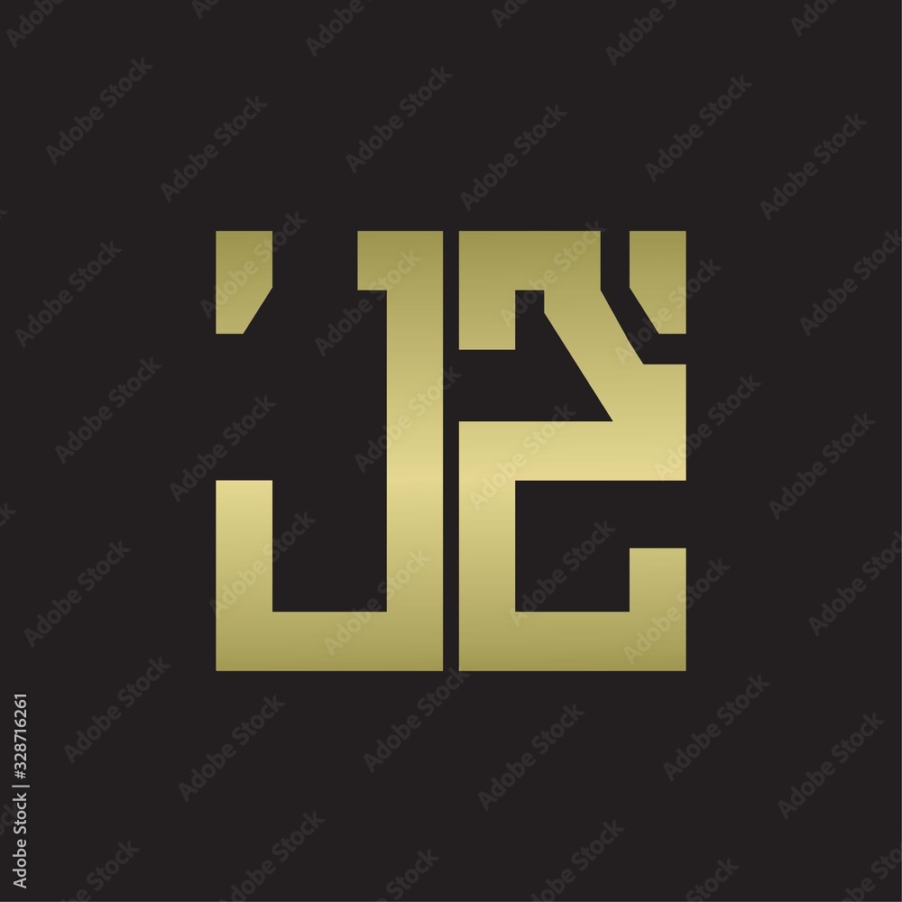 JZ Logo with squere shape design template with gold colors JZ Logo with squere shape design template with gold colors