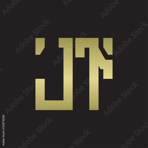 JT Logo with squere shape design template with gold colors