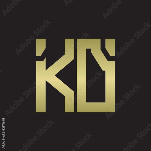 KD Logo with squere shape design template with gold colors