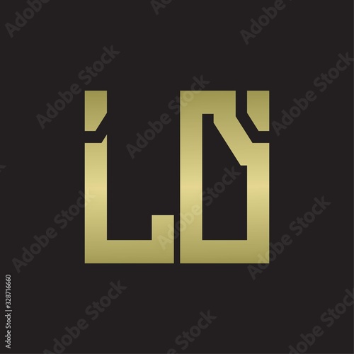 LD Logo with squere shape design template with gold colors