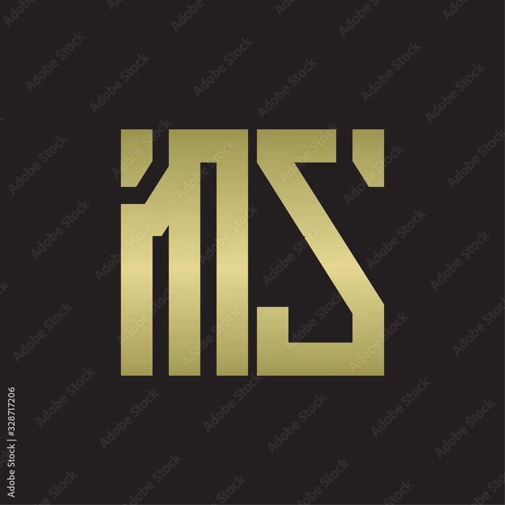 MS Logo with squere shape design template with gold colors MS Logo with squere shape design template with gold colors