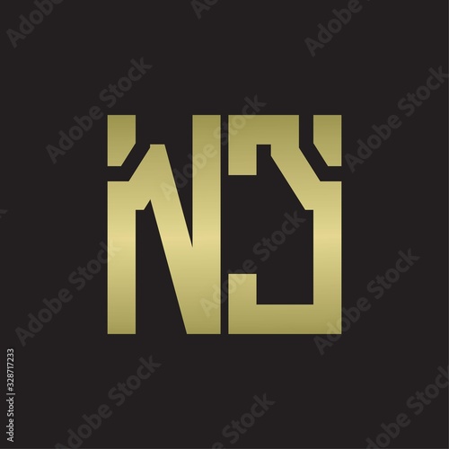 NC Logo with squere shape design template with gold colors