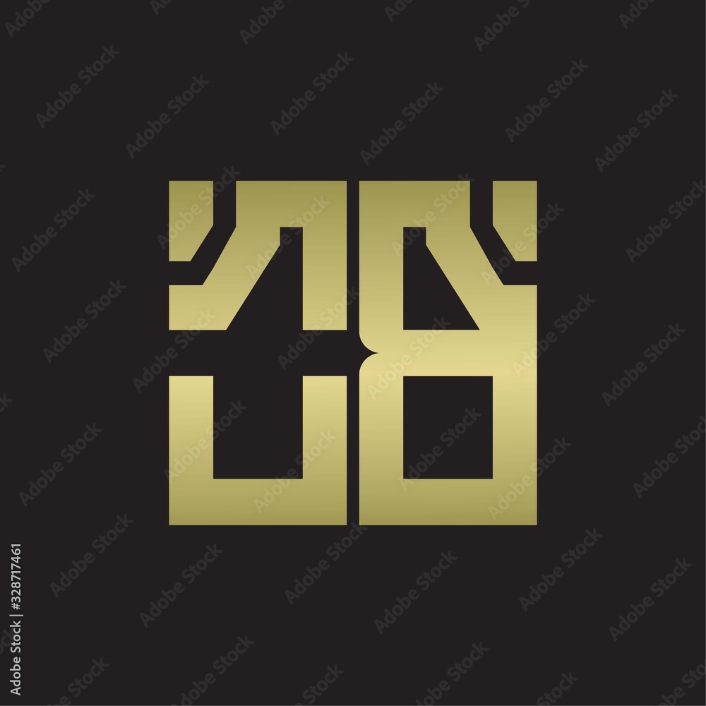 OB Logo with squere shape design template with gold colors OB Logo with squere shape design template with gold colors