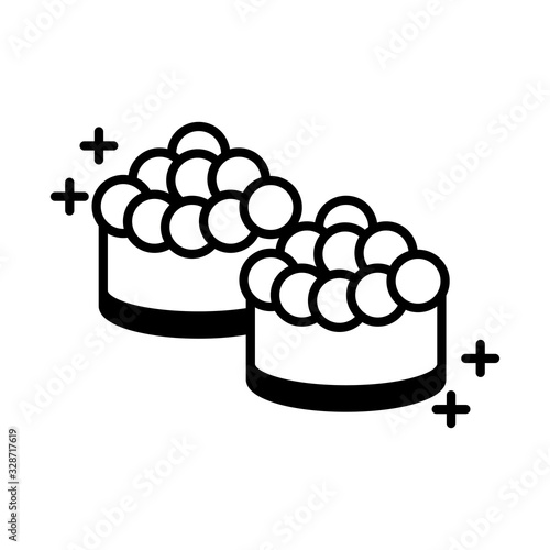 sushi oriental menu raw red caviar food line style icon