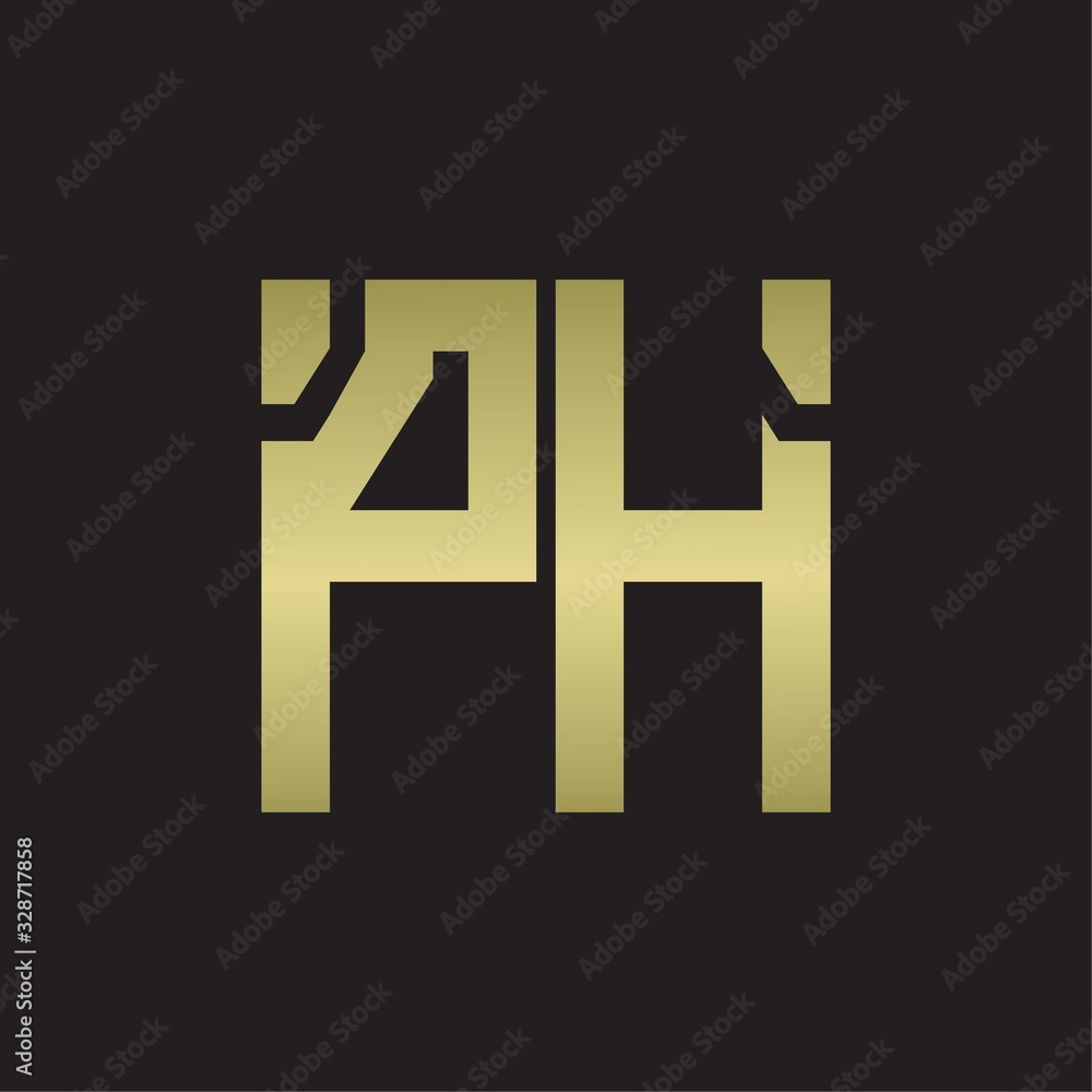 PH Logo with squere shape design template with gold colors PH Logo with squere shape design template with gold colors