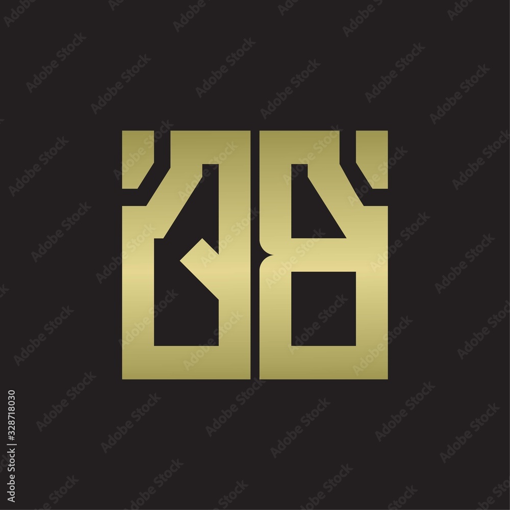 QB Logo with squere shape design template with gold colors QB Logo with squere shape design template with gold colors